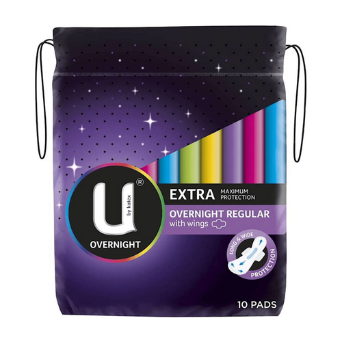 U By Kotex Overnight Pads Extra 10 Pack
