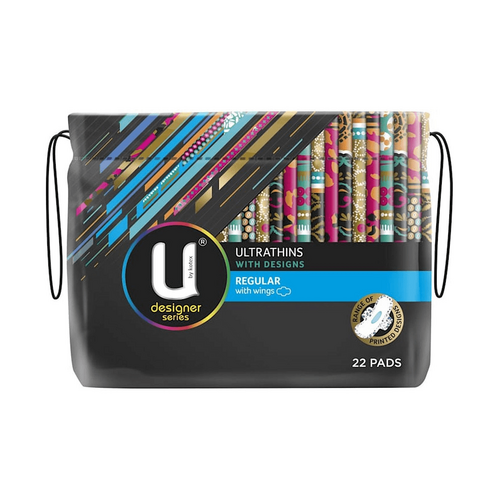 U By Kotex Regular Designer Series Ultrathins With Wings 2 Pack