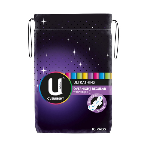 U By Kotex Overnight Ultrathins Regular 10 Pack