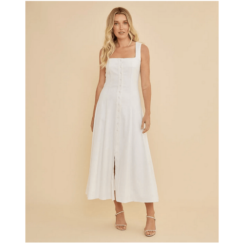Amelius Lucie Buttoned Midi Dress - White