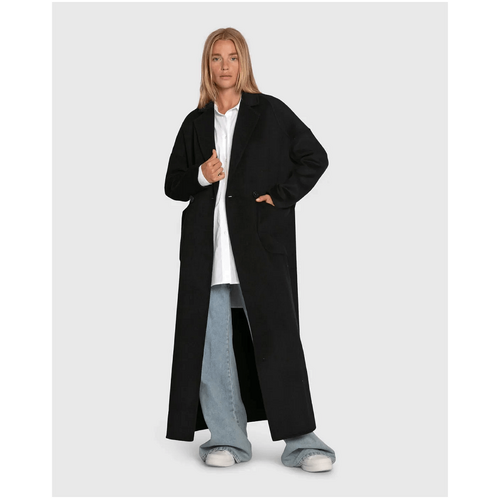 belle &amp; bloom Publisher Double Breasted Wool Blend Maxi Coat - Black