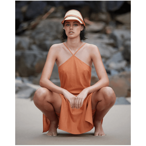 Amelius Krisha Linen Halter Midi Dress - Burnt Orange