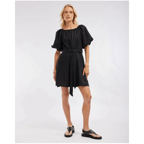 Amelius Wren Linen Mini Dress - Black