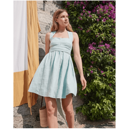 Amelius Juliette Linen Mini Dress - Seafoam