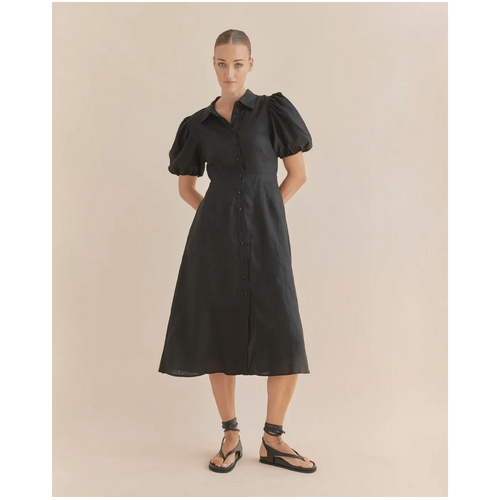 Amelius Julius Linen Midi Dress - Black