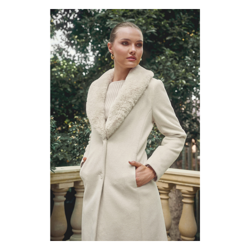 Detachable Fur Collar Faux Wool Coat (SJT405A)
