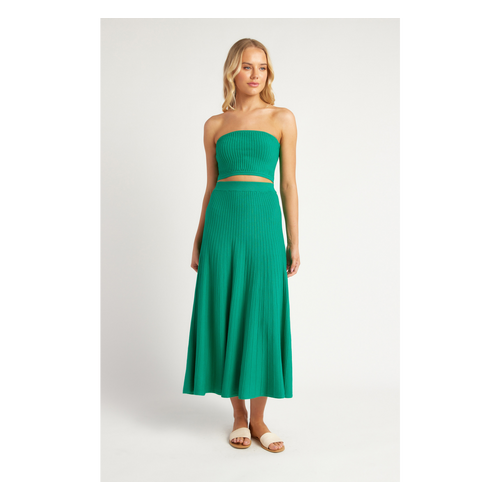 Wide Rib Knit Set with Strapless Top and Skirt (SKN723)