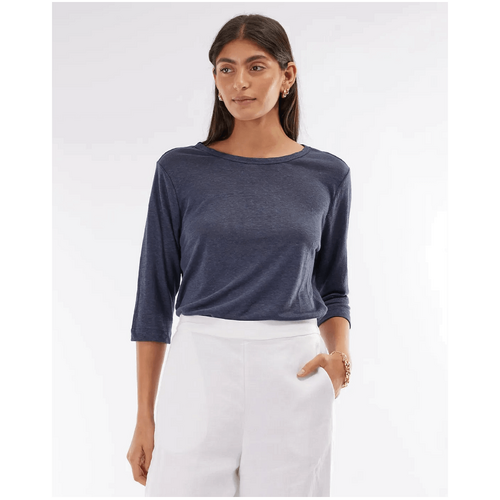 Amelius Bronte Linen Jersey Top - Navy
