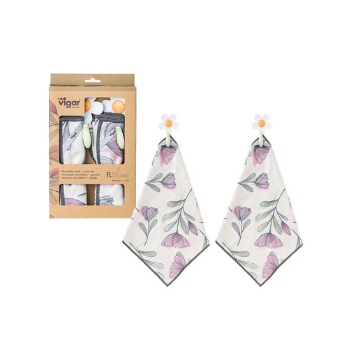 Vigar Florganic Hook with Suction &amp; Microfibre Cloth 2pc
