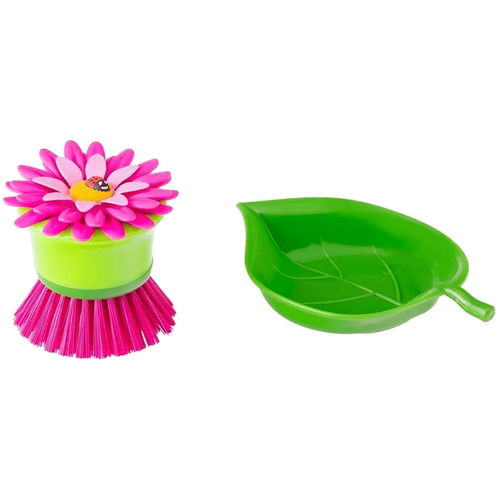 Vigar Flower Power Palm Dish Brush With Holder