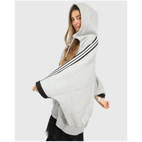 belle &amp; bloom Living By the Ocean Oversized Striped Hoodie Grey Melange
