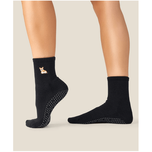 MoveActive Crew Grip Socks - Corgi Black