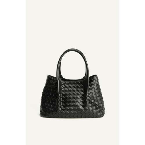 Woven Vegan Leather Handle Bag with Internal Clasp Detachable Pouch and Strap (WBG190)