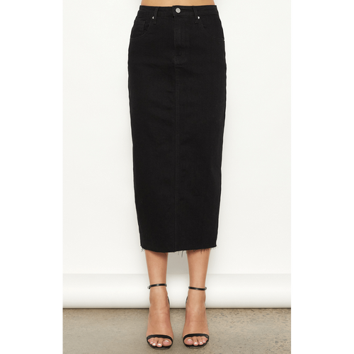 Raw Edge Denim Midi Skirt (WDM613)