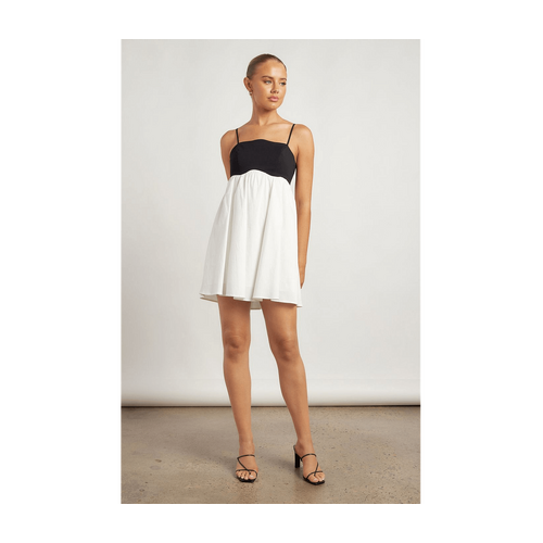 Scallop Edge Baby Doll Contrast Mini Dress (WDR781A)