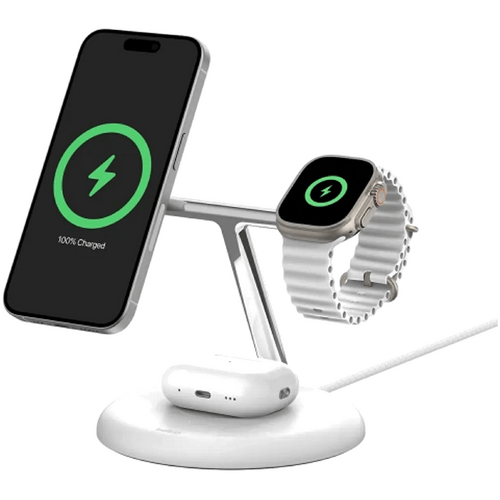 Belkin BoostCharge Pro 3-in-1 Magentic Wireless Charging Stand with Qi2 15W - White