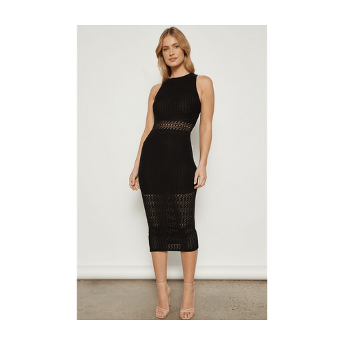 Racer Neckline Textured Knit Midi dress (WKN672)
