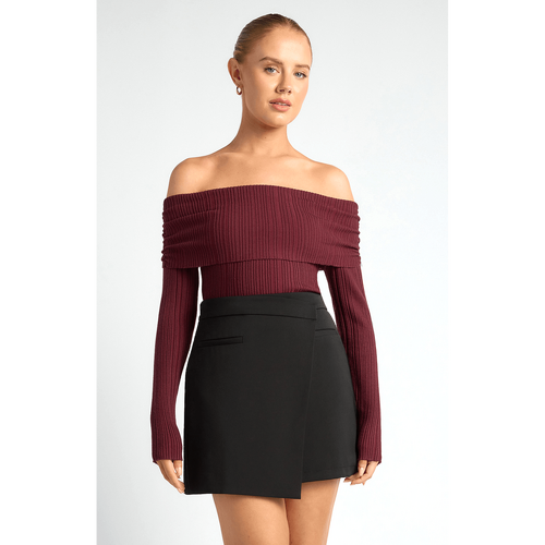 Off The Shoulder Tie Back Knit Top (WKN764)