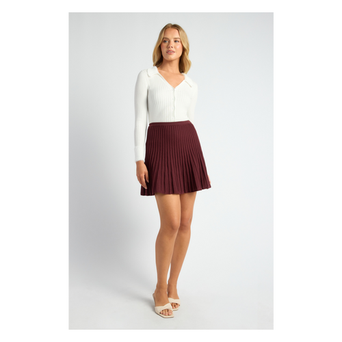 Contrast Faux Fur Collar and Cuff Detail Knit Top (WKN783)