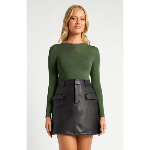 Sheer Contrast Panel Knit Top (WKN811)