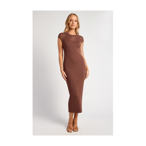 Sheer Stripe Textured Knit Midi Dress (WKN813)