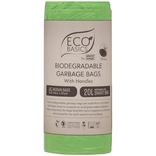 Eco Basics Eco Basics Biodegradable Garbage Bags, Medium, 20l, 15 Bags