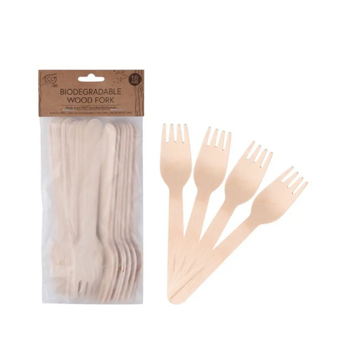 Eco Basic Eco Basics Biodegradable Wood Fork  18pcs