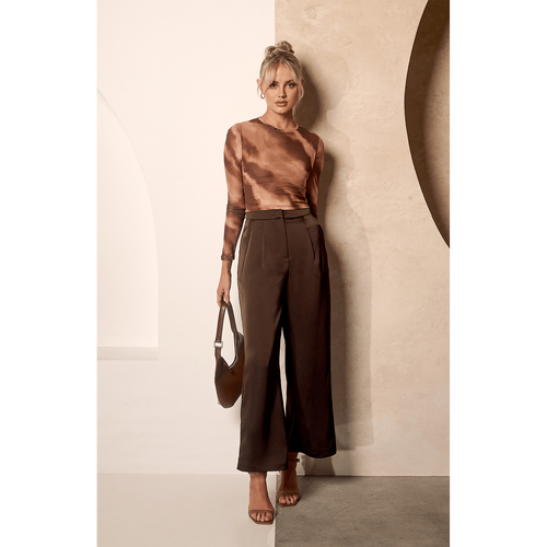 High Waisted Satin Wide Leg Pants (WPA273B)