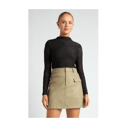 Zebra Textured Jersey Mockneck Top (WTO647B)