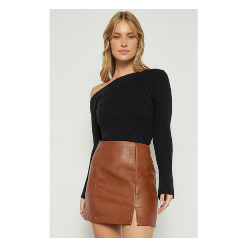 Fluffy One Shoulder Detail Knit Top (WKN684)