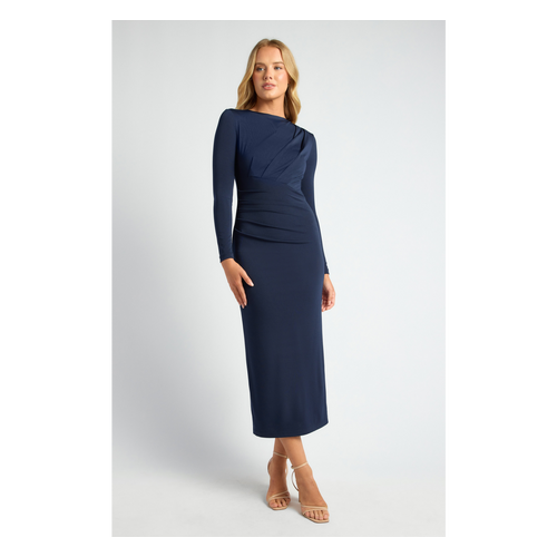 Pleated Detail Stretch Jersey Midi Dress (SDR1746A)