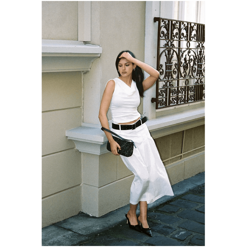 Style Addict Darcy Belted Skirt - White