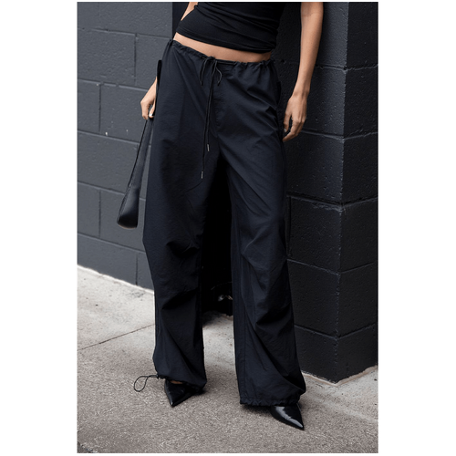 Style Addict Cargo Parachute Pants - Black