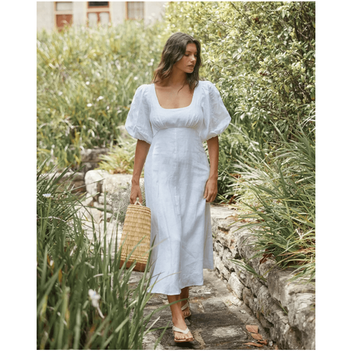 Amelius Romilly Linen Midi Dress - White