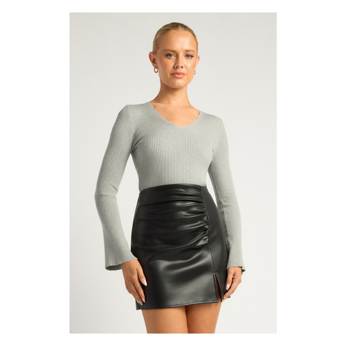V Neckline Flare Sleeves Knit Top (SKN796)