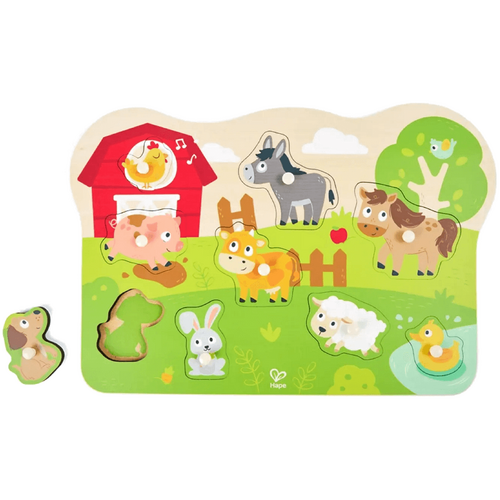 Hape Farm Animals Peg Puzzle